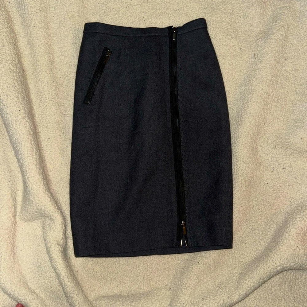 J Crew Skirt Womens 00 Gray Wool Blend Pencil Zipper Modern Office Career Wear